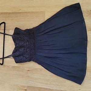 By&By lace bust empire waist navy blue spaghetti strap dress